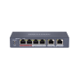 Switch Hikvision DS-3E0106P-E-M, Switching capacity 1.6 Gbps, 4 x 10/100Mbps PoE ports, and and 2 × 10/100Mbps RJ45 ports, MAC a