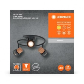 Spot LED triplu ajustabil Ledvance DECOR CORK SPIRAL, 3xGU10, 3x3.4W, 690 lm, lumina calda (2700K), IP20, 318x136x293mm, metal/p