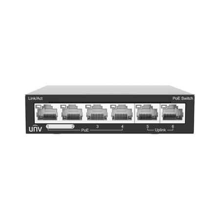 Switch 4 porturi PoE, 2 porturi uplink RJ45 - UNV NSW2020-6T-POE-IN UNIVIEW - 1