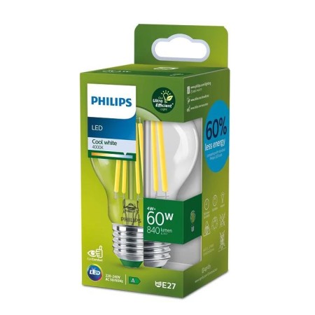 Bec LED Philips Classic A60, Ultra Efficient Light, E27, 4W (60W), 840 lm, lumina neutra (4000K) PHILIPS - 1