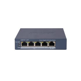 Switch PoE Hikvision DS-3E1505P-EI/M, 4 × Gigabit PoE port,1 × Gigabit RJ45 port, Total PoE Power Budget 45W, Support 802.1Q VLA