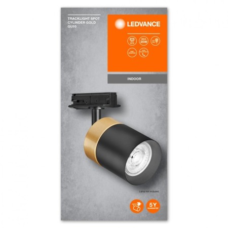 Spot cu montaj pe sina Ledvance TRACKLIGHT GOLD CYLINDER, 1xGU10 (neinclus), max 35W, IP20, reglabil, Ø65x142mm, Negru/Auriu LED