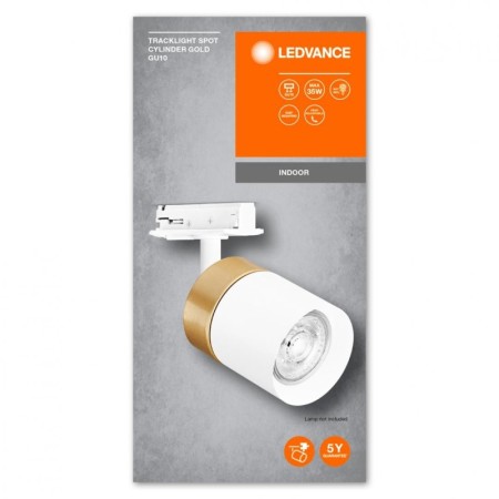 Spot cu montaj pe sina Ledvance TRACKLIGHT GOLD CYLINDER, 1xGU10 (neinclus), max 35W, IP20, reglabil, Ø65x142mm, Alb/Auriu LEDVA