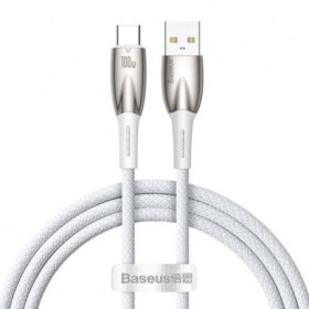 Cablu alimentare si date Baseus Glimmer, Fast Charging Data Cable pt.smartphone, USB la USB Type-C 100W, 1m, alb BASEUS - 1