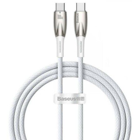 Cablu alimentare si date Baseus Glimmer, Fast Charging Data Cable pt.smartphone, USB Type-C la USB Type-C 100W, 1m, alb BASEUS -
