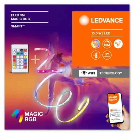 Kit Banda LED RGB inteligenta Ledvance SMART+ Wifi FLEX Magic cu Telecomanda, 15.5W, 220-240V, 350lm/m, lumina alba si color (27