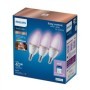3 Becuri LED RGB inteligente Philips Candle C37, Wi-Fi, Bluetooth, E14 ,4.9W (40W), 470 lm, lumina alba si color (2200-6500K) PH