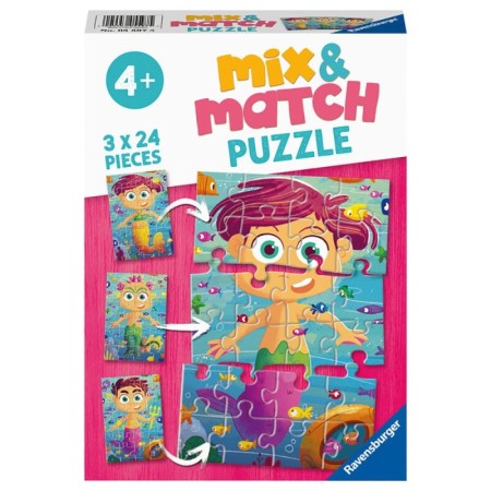 Puzzle Mix&Match Sirene Si Monstri, 3X24 Piese Ravensburger - 1