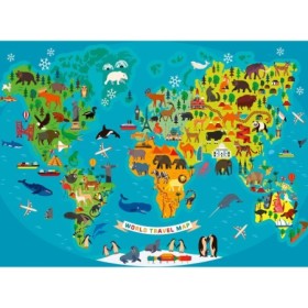 Puzzle Harta Lumii Cu Animale, 150 Piese Ravensburger - 1