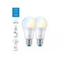 2 Becuri LED inteligente WiZ Connected Whites A60, Wi-Fi, E27, 8W (60W), 806 lm, lumina alba (2700-6500K), compatibil Google Ass