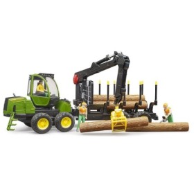 Bruder - Tractor Forestier John Deere 1210E Cu Graifer Si 4 Busteni Bruder - 1