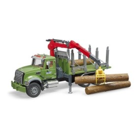 Bruder camion lemne Mack Granite cu macara de incarcare, graifer si 3 busteni