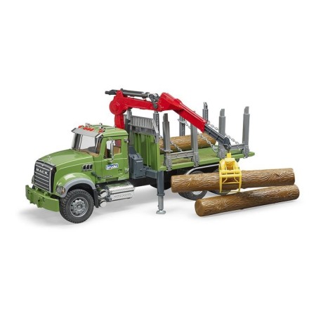 Bruder - Camion Lemne Mack Granite Cu Macara De Incarcare, Graifer Si 3 Busteni Bruder - 1