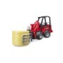 Bruder incarcator compact Schaffer 2630 cu graifer si un balot rotund