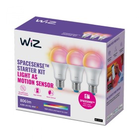 3 Becuri LED RGB inteligente WiZ Connected Colors A60, Wi-Fi, E27 ,8.8W(60W), 806 lm, lumina alba si color (2700-6500K), compati