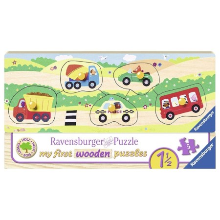 Primul Meu Puzzle Din Lemn Cu Vehicule, 5 Piese Ravensburger - 1