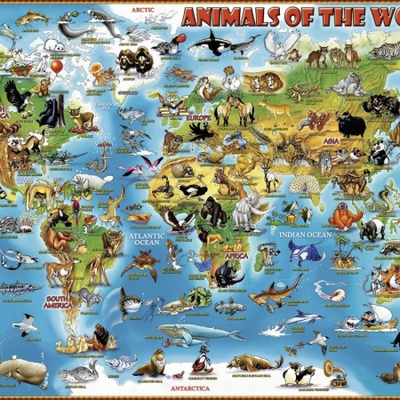 Puzzle Harta Animalelor, 300 Piese Ravensburger - 1