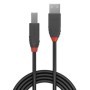 Cablu Lindy USB A la USB B Anthra Line, lungime 1m, latime de banda suportata 480Mbps, minimum band radius 16mm (0.63in), negru 