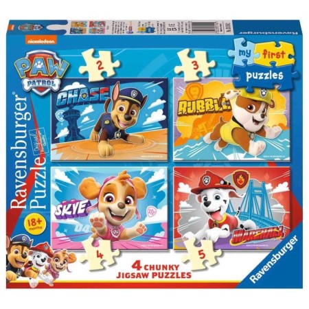 Puzzle Set 4 Buc Patrula Catelusilor, 2/3/4/5 Piese Ravensburger - 1