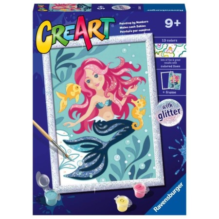 Ravensburger - CreArt pictura pe numere pentru copii cu sclipici sirena Ravensburger - 1