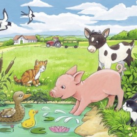 Puzzle pui de animale la ferma 2x12 piese
