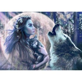 Puzzle Femeie Cu Lupi, 1000 Piese Ravensburger - 1