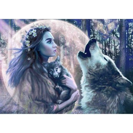 Puzzle Femeie Cu Lupi, 1000 Piese Ravensburger - 1