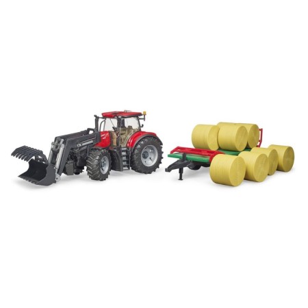 Bruder - Tractor Case Ih Optum 300 Cvx Cu Incarcator Frontal Si Remorca Transport Cu 8 Baloti Bruder - 1