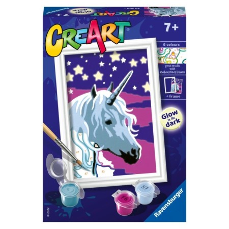 CreArt pictura pe numere pentru copii unicorn visator care straluceste in intuneric