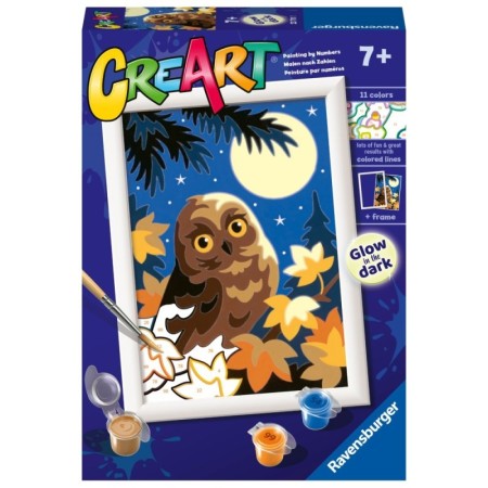 Ravensburger - CreArt pictura pe numere pentru copii bufnita care straluceste in intuneric Ravensburger - 1