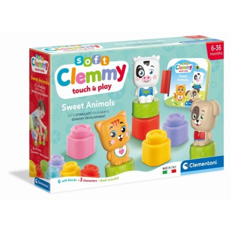 Clementoni - Set de joaca educational Soft Clemmy cu animalute 6 cuburi moi si carticica Clementoni - 1