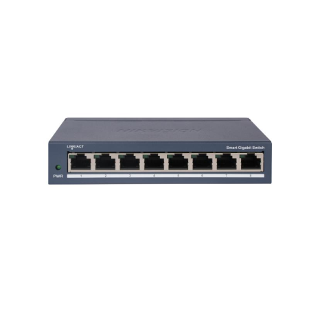 Switch 8 porturi Gigabit Hikvision DS-3E1508-EI(V2), L2, Smart Managed, 8 ×gigabit RJ45 porturi, switching capacity 16 Gbps, net