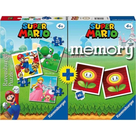 Puzzle si Joc Memory Super Mario, 25/36/49 Piese Ravensburger - 1