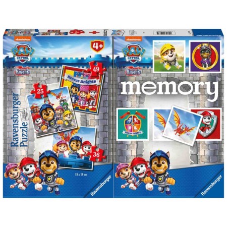 Puzzle si Joc Memory Patrula Catelusilor, 25/36/49 Piese Ravensburger - 1