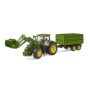 Bruder tractor John Deere 7R 350 cu incarcator frontal si remorca basculanta pe osie