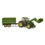 Bruder tractor John Deere 7R 350 cu incarcator frontal si remorca basculanta pe osie