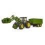 Bruder tractor John Deere 7R 350 cu incarcator frontal si remorca basculanta pe osie