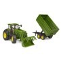 Bruder tractor John Deere 7R 350 cu incarcator frontal si remorca basculanta pe osie