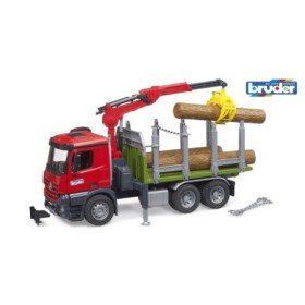 Bruder camion lemne Mercedes Benz Arocs cu macara de incarcare graifer si 3 busteni Bruder - 1