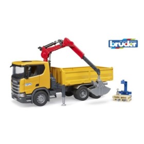 Bruder camion de constructii Scania Super 560R cu macara si 2 paleti Bruder - 1