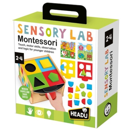 Montessori Laboratorul Senzorial cu forme din lemn 2-4 ani