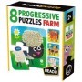 8 Puzzleuri Progresive Educative Animale de la Ferma pentru copiii peste 2 ani