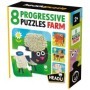 8 Puzzleuri Progresive Educative Animale de la Ferma pentru copiii peste 2 ani