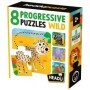 8 Puzzleuri Progresive Educative Animale Salbatice pentru copiii peste 2 ani