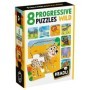 8 Puzzleuri Progresive Educative Animale Salbatice pentru copiii peste 2 ani