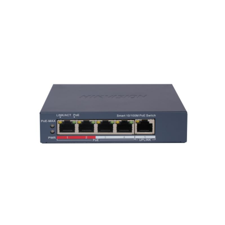 Switch 4 porturi PoE Hikvision DS-3E1105P-EI, L2, Smart Managed, 4 × 100 Mbps PoE RJ45 ports, si 1 × 100 Mbps network RJ45 port,