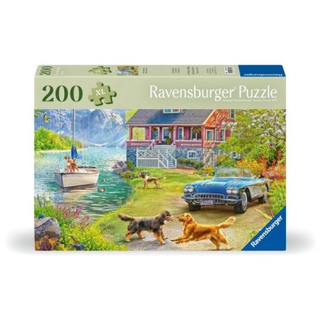 Ravensburger - Puzzle pentru varstnici casa pe malul lacului cu sablon de imagine si suport din carton 200 piese mari XL Ravensb