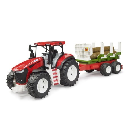 Bruder Tractor Roadmax cu remorca forestiera si 3 busteni Bruder - 1
