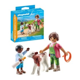 Set 2 figurine Femeie fermier cu copil si vitel
