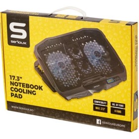 Cooling pad Serioux, SRXNCP025, Dimensiuni: 390*280*28mm, Compatibilitate maxima laptop: 17.3 inch, Numar ventilatoare: 4, Dimen